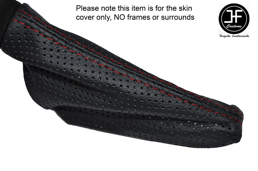 RED STITCH PERFORATED LEATHER SKIN HANDBRAKE GAITER FITS TESLA ROADSTER 08-13