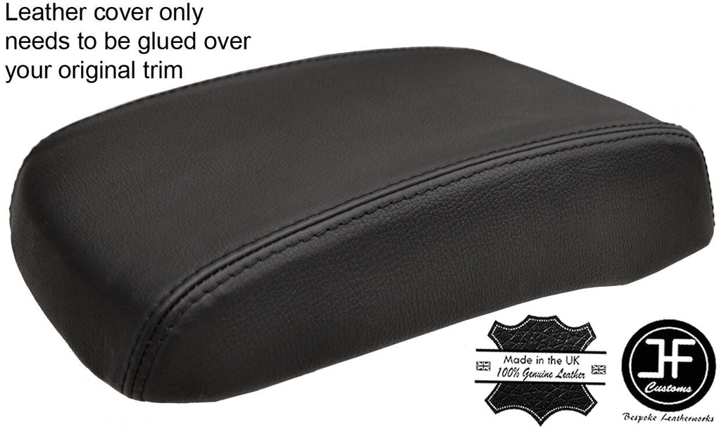 BLACK STITCHING ARMREST LID REAL LEATHER COVER FITS SSANGYONG KORANDO 2010-2017