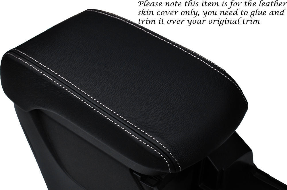 WHITE  STITCH ARMREST LID LEATHER COVER FOR MITSUBISHI LANCER EVO 10 X 08-16