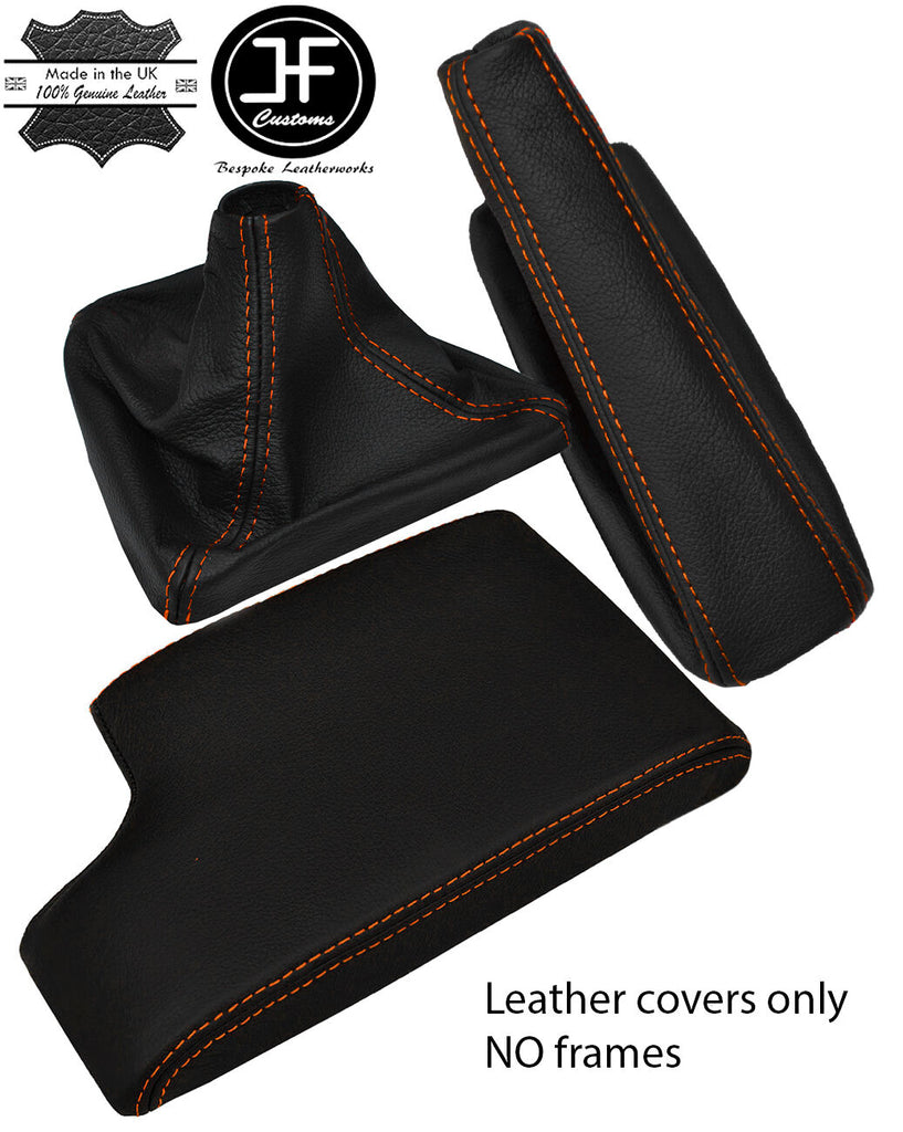 ORANGE STITCH LEATHER GEAR HANDBRAKE & ARMREST COVER FITS BMW E90 E91 E92 E93