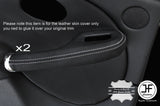 GREY STITCH 2X REAR FULL DOOR HANDLE LEATHER COVERS FOR ROVER 75 & MG ZT 99-05