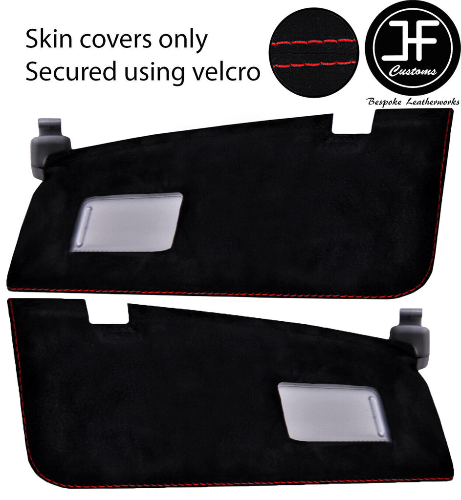 RED STITCH 2X SUN VISORS REAL SUEDE COVERS FOR BMW 2 SERIES F22 F23 13-19