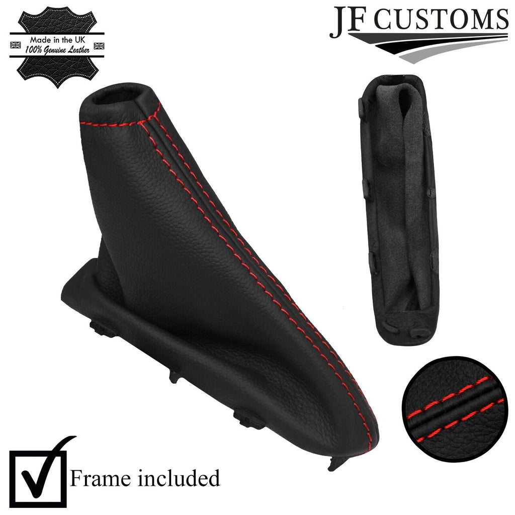 FITS VOLVO C30 06-13 RED STITCH LEATHER HANDBRAKE GAITER+PLASTIC FRAME