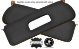 YELLOW STITCHING 2X SUN VISORS REAL LEATHER COVERS FITS FORD GRANADA MK1