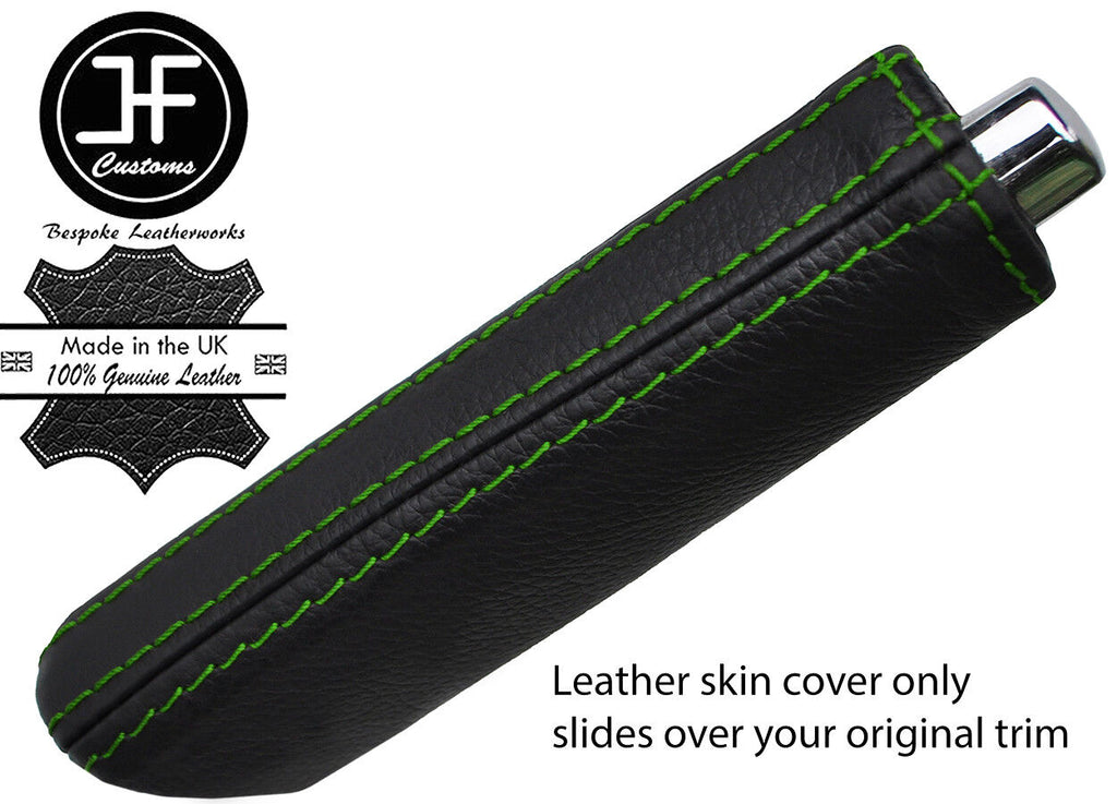 GREEN STITCH LEATHER HANDBRAKE HANDLE COVER FITS SKODA OCTAVIA 2009-2013