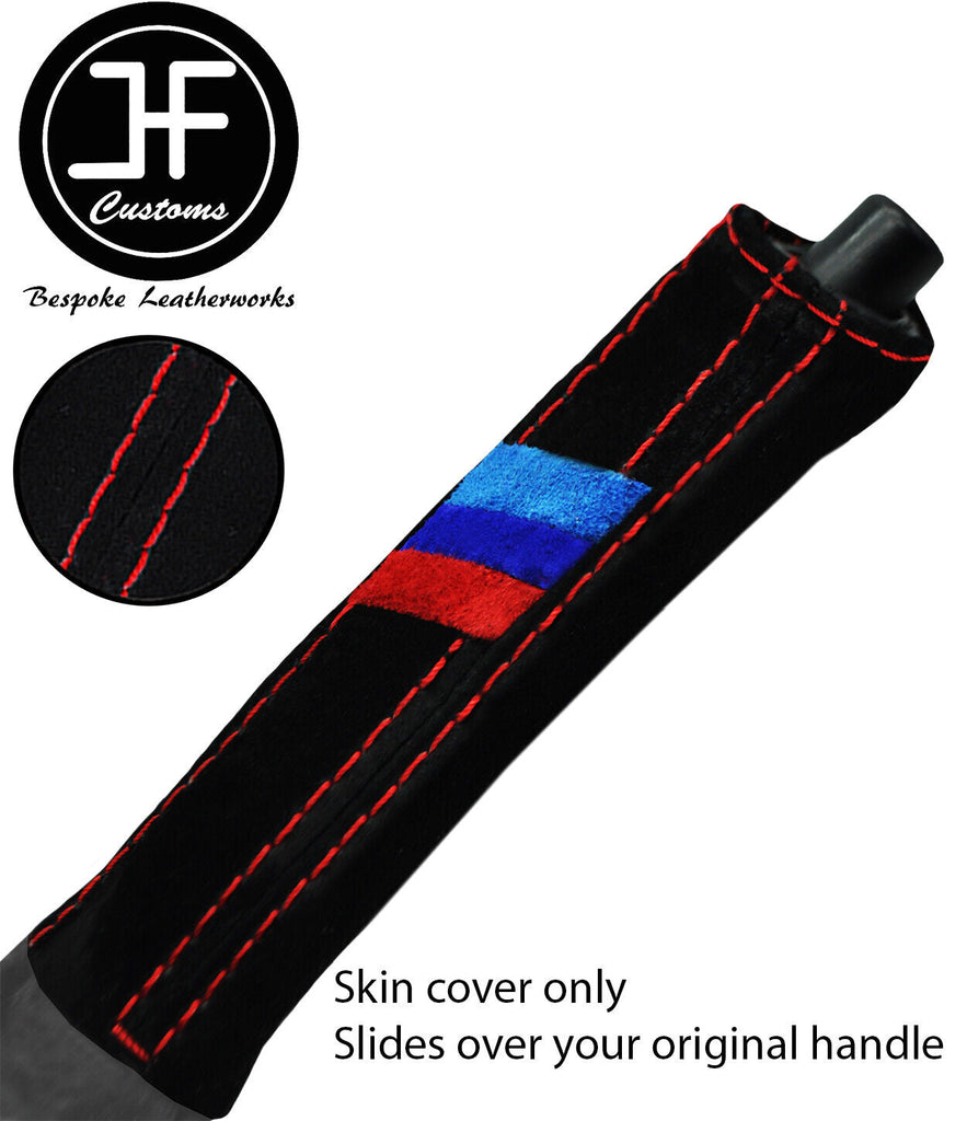 RED STICH TRI STRIPE SUEDE HANDBRAKE HANDLE COVER FOR BMW 8 E31 840 850 90-99