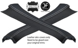WHITE STITCHING 2X A PILLAR REAL LEATHER COVERS FITS FIAT BARCHETTA 1995-2005