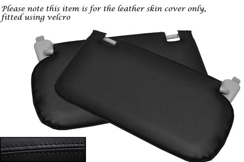 BLACK STITCH 2X SUN VISORS LEATHER SKIN COVERS FITS MAZDA 2 2007-2012 CUSTOM NEW