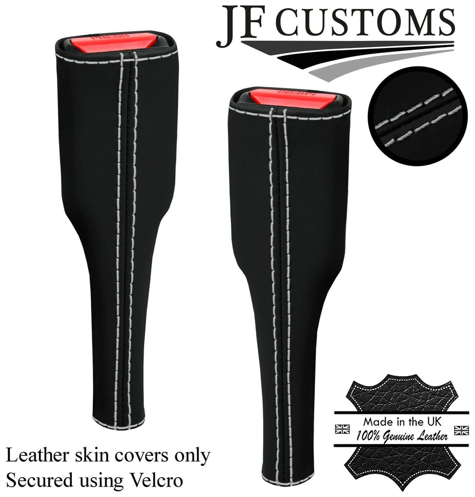 L GREY STITCH NAPPA LEATHER 2X SEAT BELT LONG COVERS FITS PORSCHE CAYENNE 02-10