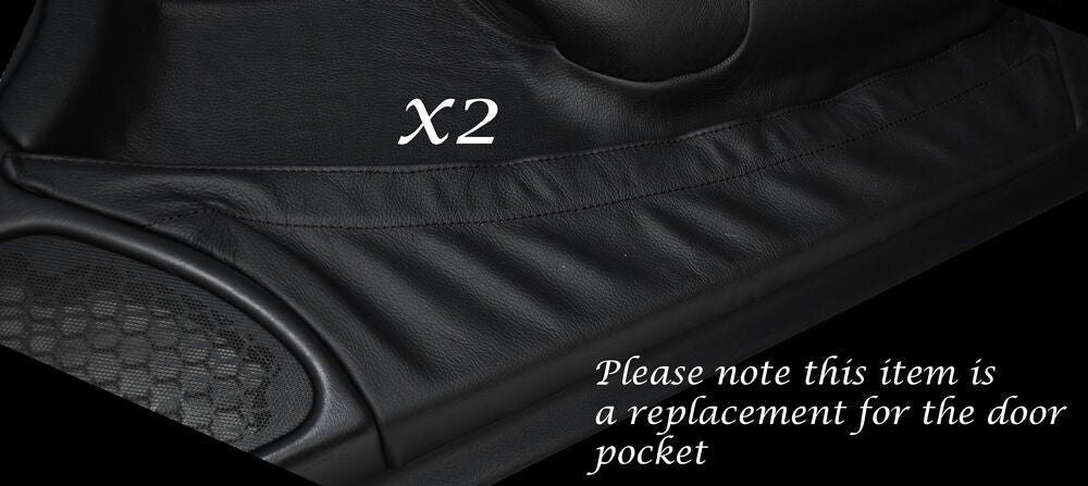 BLACK STITCH 2X DOOR POCKET LEATHER COVERS FITS MERCEDES SLK R170 1996-2004