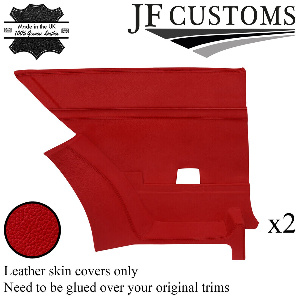 D RED ITALIAN LEATHER 2X REAR DOOR CARD COVERS FITS LANCIA BETA VOLUMEX COUPE