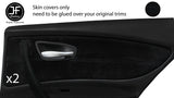 BLACK STITCH 2X REAR DOOR CARD TRIM SUEDE COVERS FITS BMW 1 SERIES E87 04-12