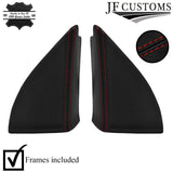 DARK RED STITCH LEATHER 2X WING MIRROR DOOR TRIM COVER+FRAMES FOR VW GOLF MK3