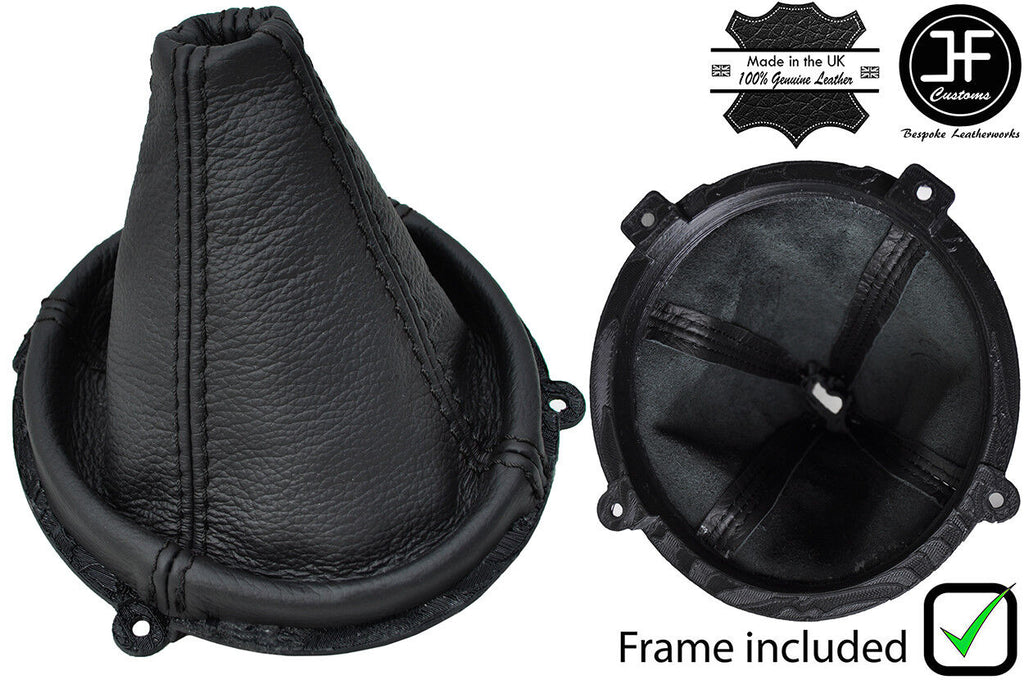 BLACK STITCH LEATHER MANUAL GEAR GAITER+PLASTIC FRAME FOR HYUNDAI COUPE 02-08