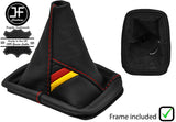 RED STITCH GERMAN FLAG LEATHER GEAR GAITER + FRAME FOR VW GOLF 4 MK4 IV 98-05