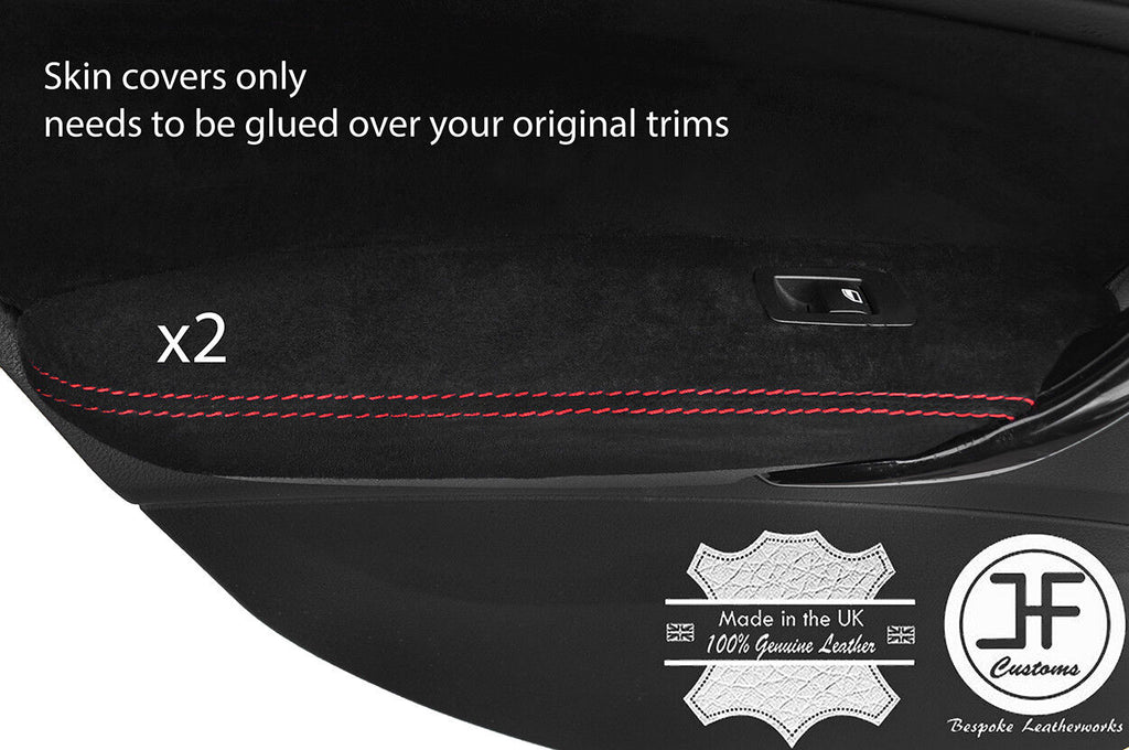RED STITCHING 2X REAR DOOR ARMREST SUEDE COVER FOR BMW F20 2011-2017 CUSTOM NEW