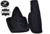 PURPLE STITCHING FITS BMW E90 E91 E92 E93 BLACK SUEDE GEAR HANDBRAKE GAITER SET