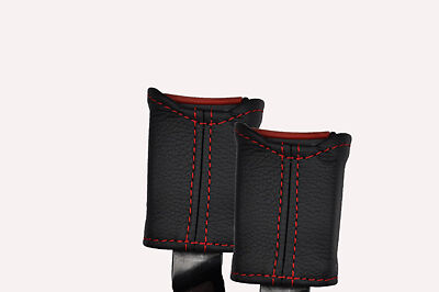 red stitch FITS PEUGEOT 205 1983-1998  FRONT SEAT BELT STALK LEATHER COVERS