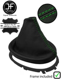 GREEN  STITCH LEATHER MANUAL GEAR GAITER+PLASTIC FRAME FITS KIA SOUL 2014-2019