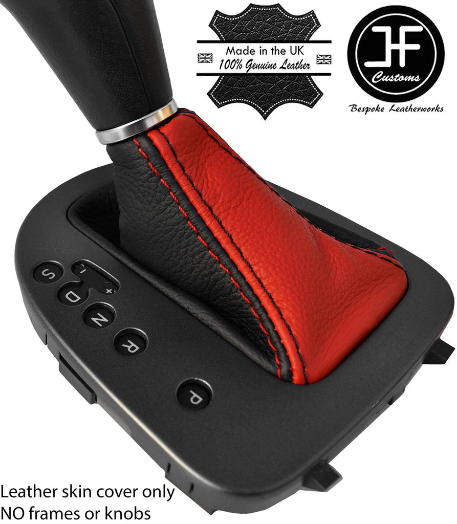 BLACK & RED 2 TONE LEATHER AUTOMATIC GEAR GAITER FOR SEAT LEON MK2 2005-2009