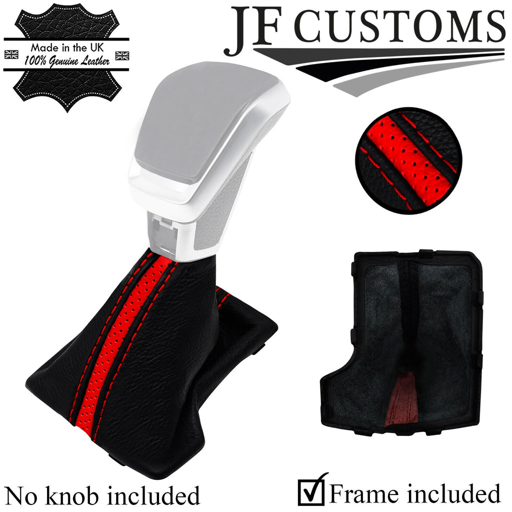 RED STITCH LEATHER AUTO GEAR GAITER + FRAME FOR SSANGYONG KORANDO MK4 19-21 JF2