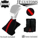 RED STITCH LEATHER AUTO GEAR GAITER + FRAME FOR SSANGYONG KORANDO MK4 19-21 JF2