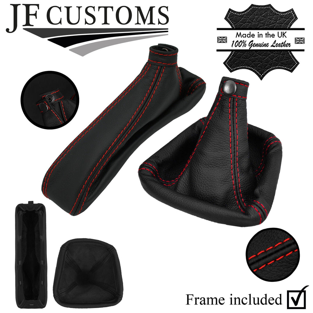 RED STITCH LEATHER GEAR HANDBRAKE +PLASTIC FRAMES FITS ALFA ROMEO 156 03-06