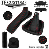 RED STITCH LEATHER GEAR HANDBRAKE +PLASTIC FRAMES FITS ALFA ROMEO 156 03-06