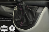 PINK STITCHING MANUAL LEATHER GEAR GAITER FITS VW T6 TRANSPORTER 2016-2017+