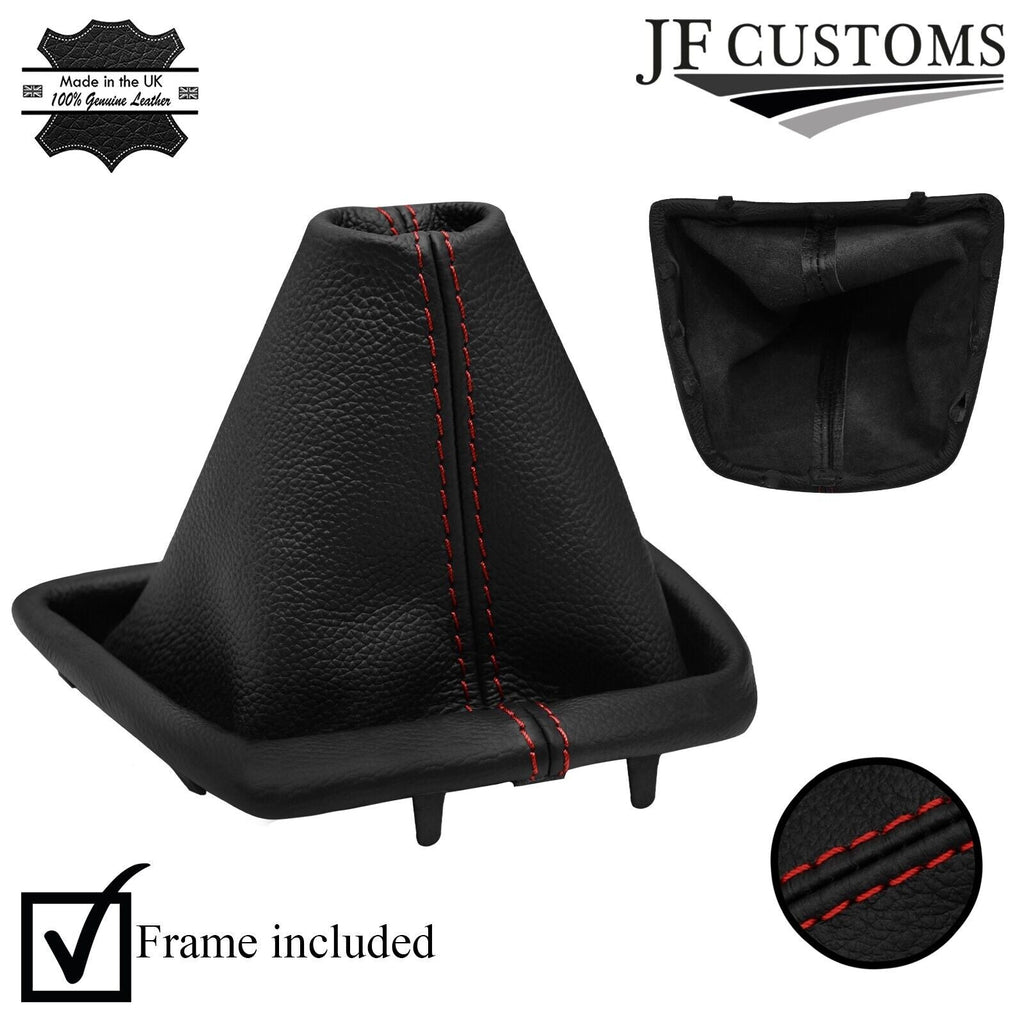 D RED STITCH LEATHER GEAR GAITER + PLASTIC FRAME FOR FIAT FIORINO 2008-2016