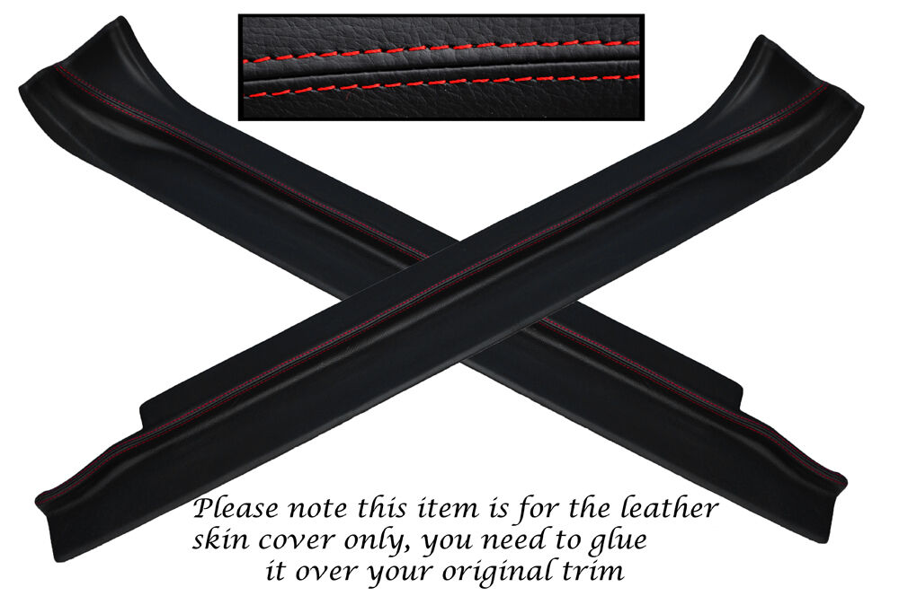 RED STITCH 2X DOOR SILL TRIM LEATHER SKIN COVERS FITS AUDI TT 1998-2006