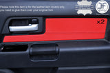 RED LEATHER 2X FRONT DOOR CARD TRIM COVERS FITS TOYOTA FJ CRUISER 2007-2015