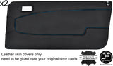 BLUE STITCH 2X FRONT DOOR CARD LEATHER COVERS FITS LANCIA BETA VOLUMEX COUPE