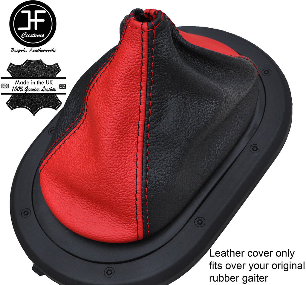 BLACK & RED LEATHER MANUAL GEAR GAITER OVER RUBBER FITS JEEP WRANGLER 2007-10