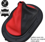 BLACK & RED LEATHER MANUAL GEAR GAITER OVER RUBBER FITS JEEP WRANGLER 2007-10