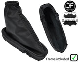 BLACK STITCH LEATHER HANDBRAKE GAITER+PLASTIC FRAME FOR FORD KA MK1 1996-2008
