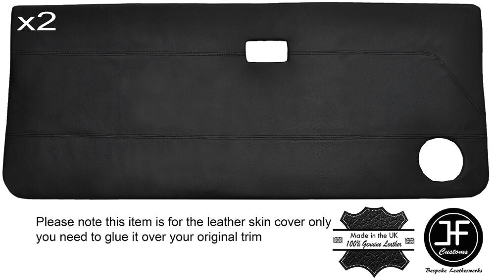 BLACK STITCH 2X FRONT DOOR CARD LEATHER COVER FITS LEYLAND AUSTIN MG METRO