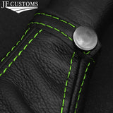 FITS MAZDA 323F 89-94 L GREEEN STITCH OVER-RUBBER LEATHER GEAR GAITER + FRAME