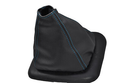 blue stitch FITS TRANSIT MK6 BLACK LEATHER GEAR GAITER FITS OVER RUBBER GAITER