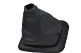 blue stitch FITS TRANSIT MK6 BLACK LEATHER GEAR GAITER FITS OVER RUBBER GAITER