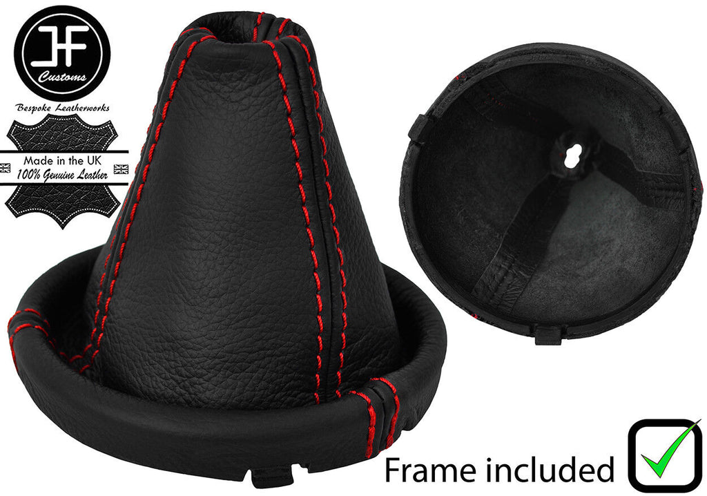 RED STITCH LEATHER MANUAL GEAR GAITER+PLASTIC FRAME FITS AUDI A2 1999-2005