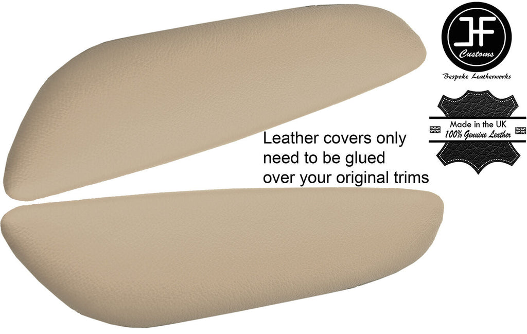 BEIGE LEATHER 2X REAR DOOR ARMREST COVERS FITS BMW E46 CONVERTIBLE COUPE