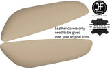 BEIGE LEATHER 2X REAR DOOR ARMREST COVERS FITS BMW E46 CONVERTIBLE COUPE