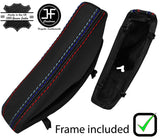 BLACK & TRI STITCH LEATHER HANDBRAKE GAITER+PLASTIC FRAME FOR BMW E60 E61 03-11