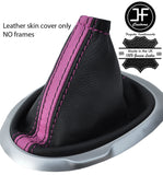 BLACK & PINK STRIPE TOP GRAIN REAL LEATHER MANUAL GEAR GAITER FITS JUKE 10-16