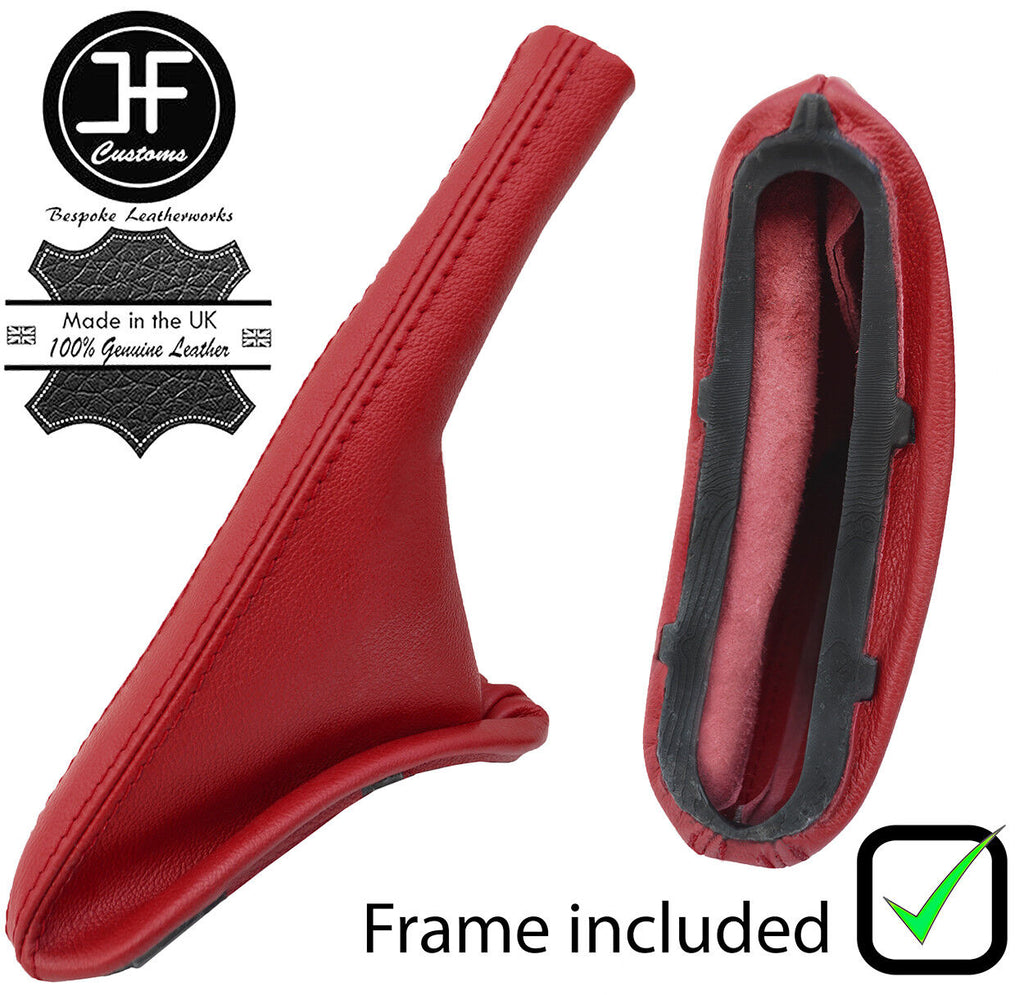 DARK RED LEATHER HANDBRAKE+PLASTIC FRAME FOR VW GOLF MK3 VENTO CABRIO 91-02
