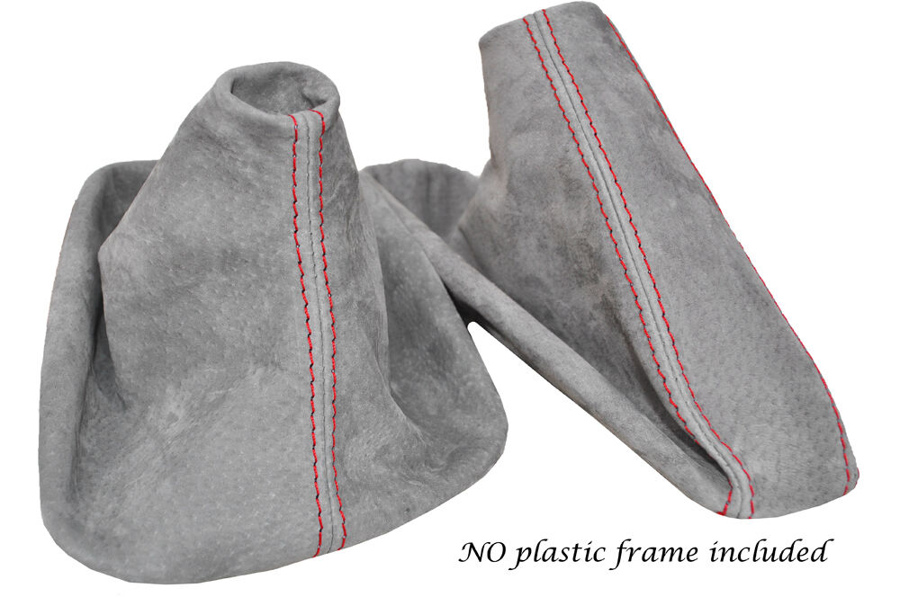 RED STITCH LIGHT GREY SUEDE GAITER SET FITS BMW 3 SERIES E30 1982-1994