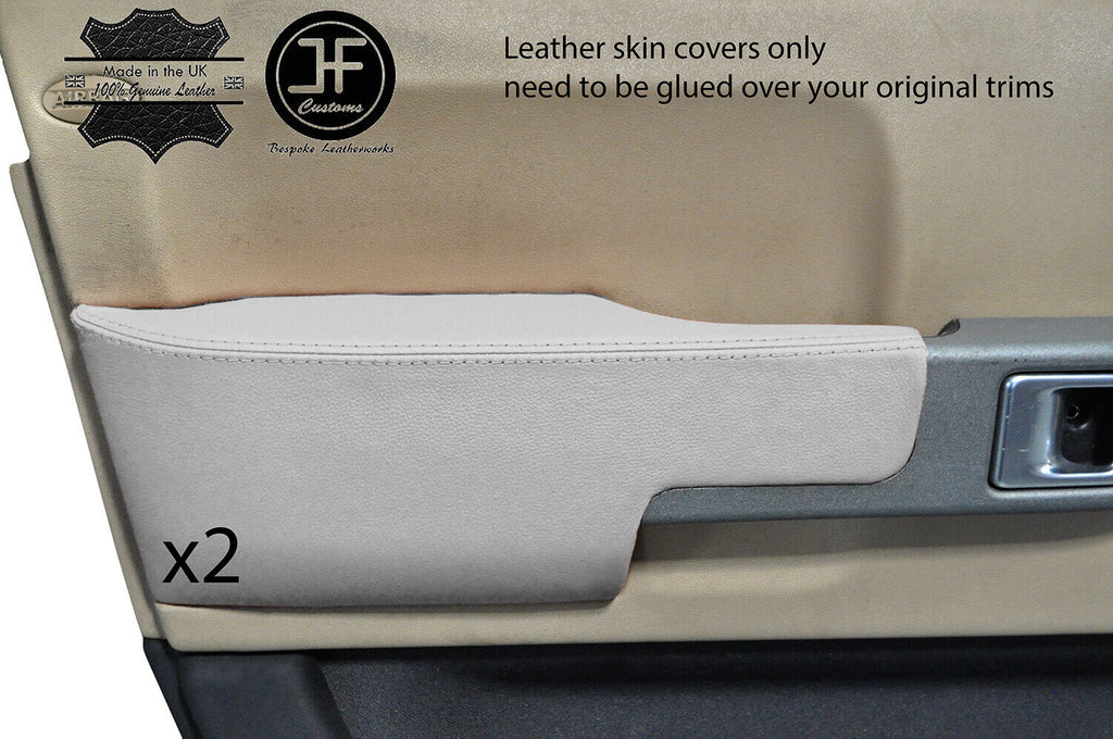 WHITE REAL LEATHER 2X FRONT DOOR ARMREST COVER FOR RANGE ROVER VOGUE 02-06