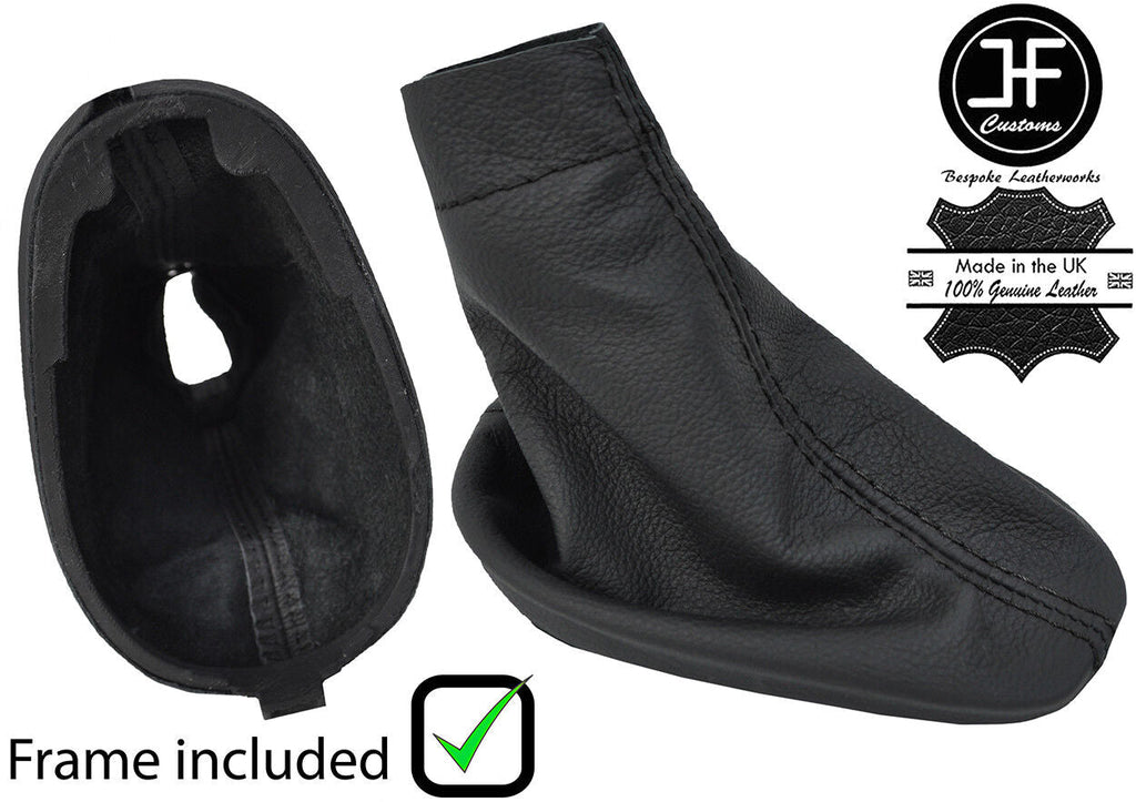 BLACK STITCH LEATHER GEAR GAITER WITH PLASTIC FRAME FITS RENAULT CLIO MK2 01-04