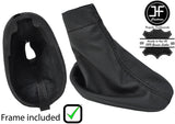 BLACK STITCH LEATHER GEAR GAITER WITH PLASTIC FRAME FITS RENAULT CLIO MK2 01-04